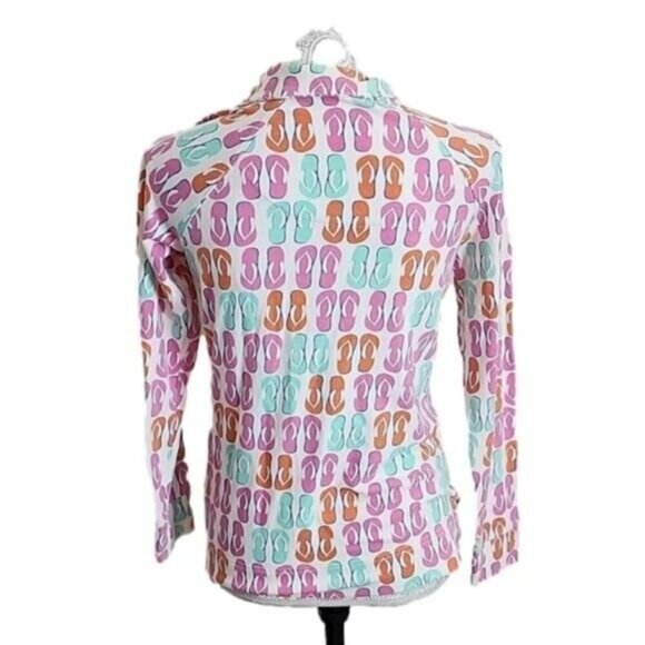 Crown & Ivy Beach flip flop print 1/2 zip pullover lightweight womens XS - Picture 3 of 5